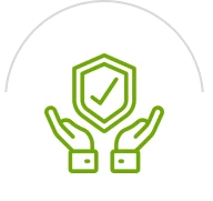 Security symbol with hands and shield