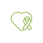 Green ribbon and heart icon symbolizing health awareness.